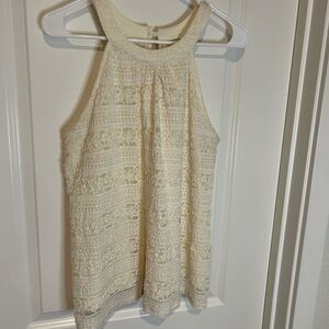 Elegant Cream Lace Halter Top